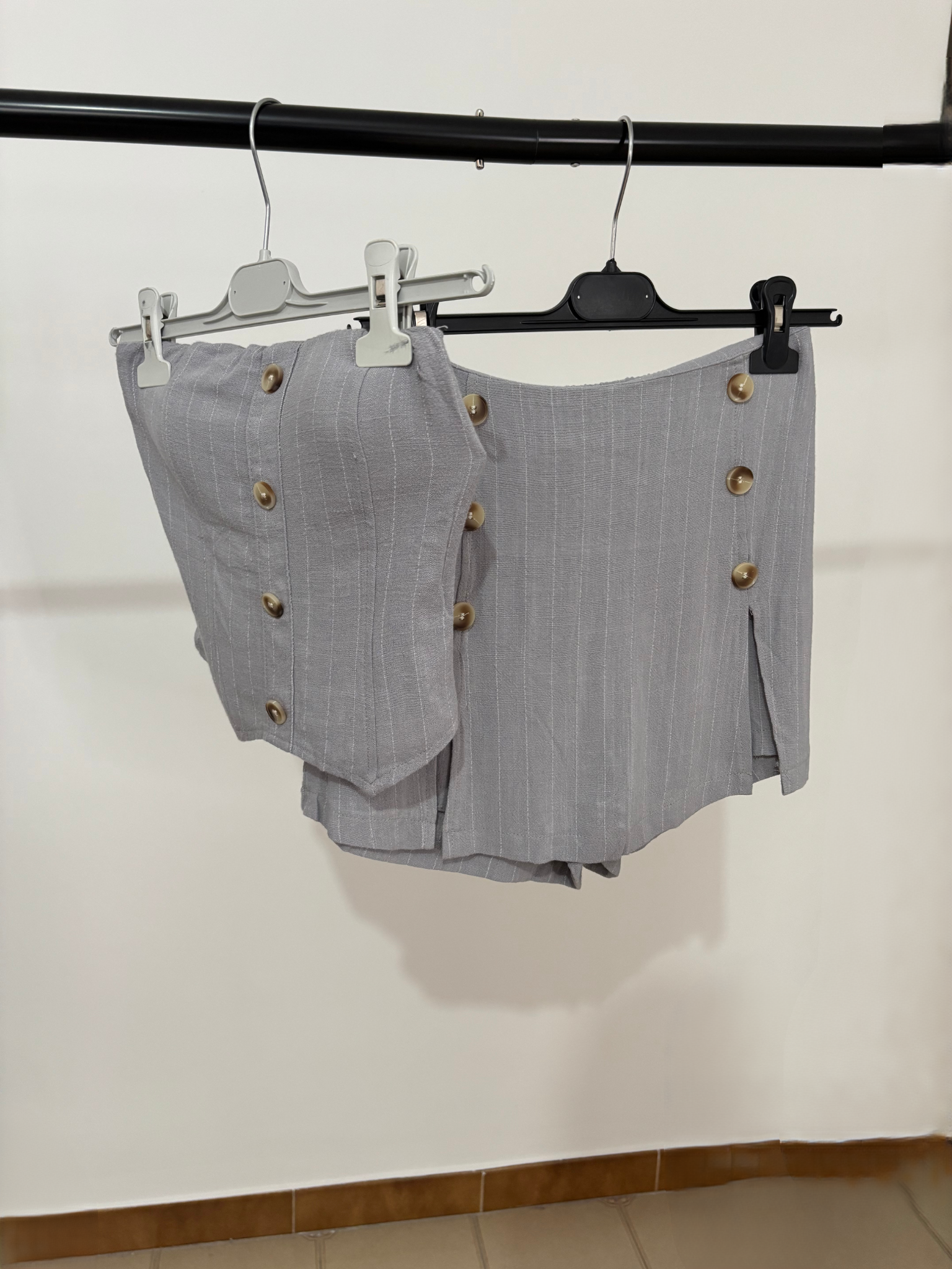 Ensemble en cordon gris Nina