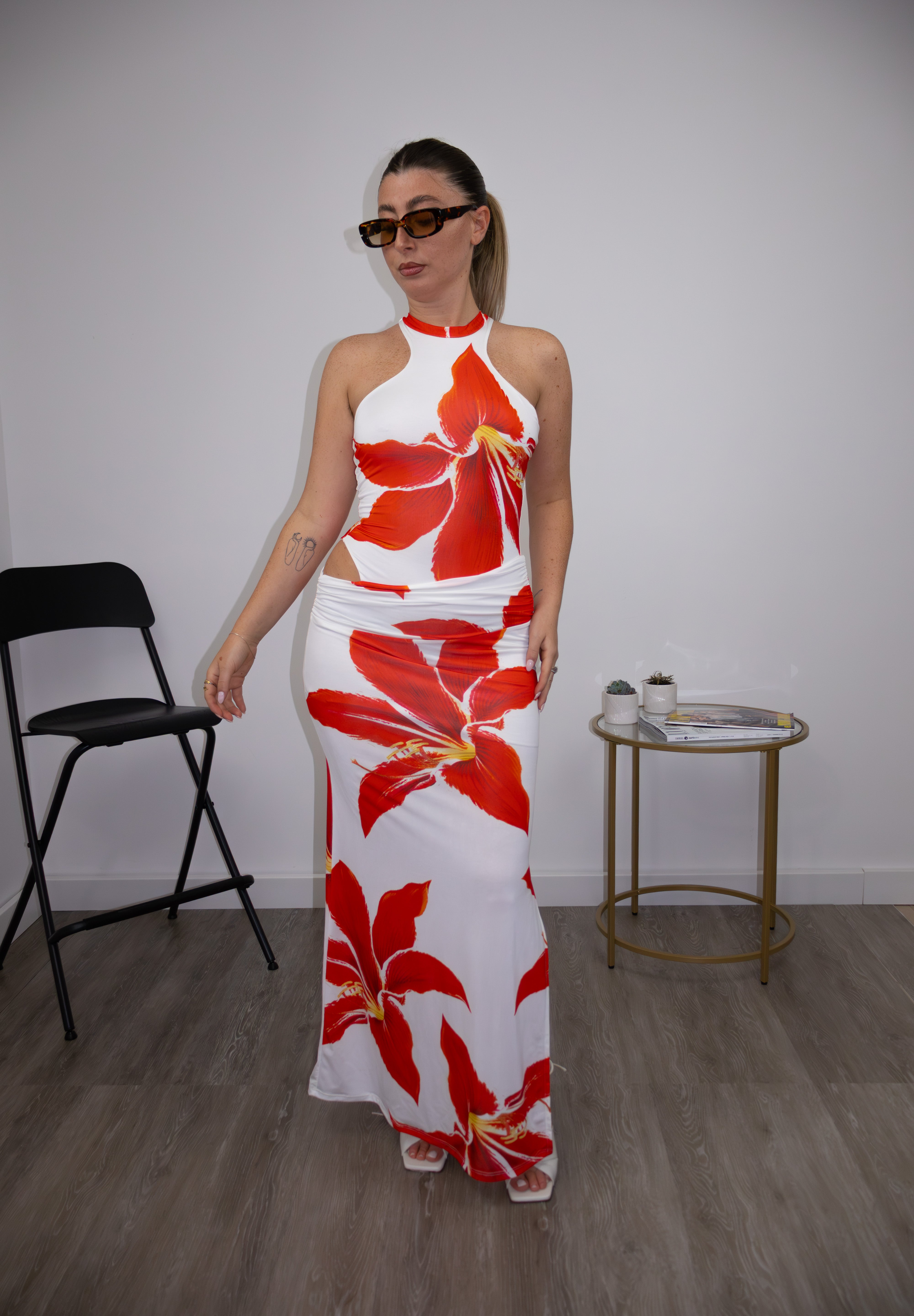 robe à fleurs blanches