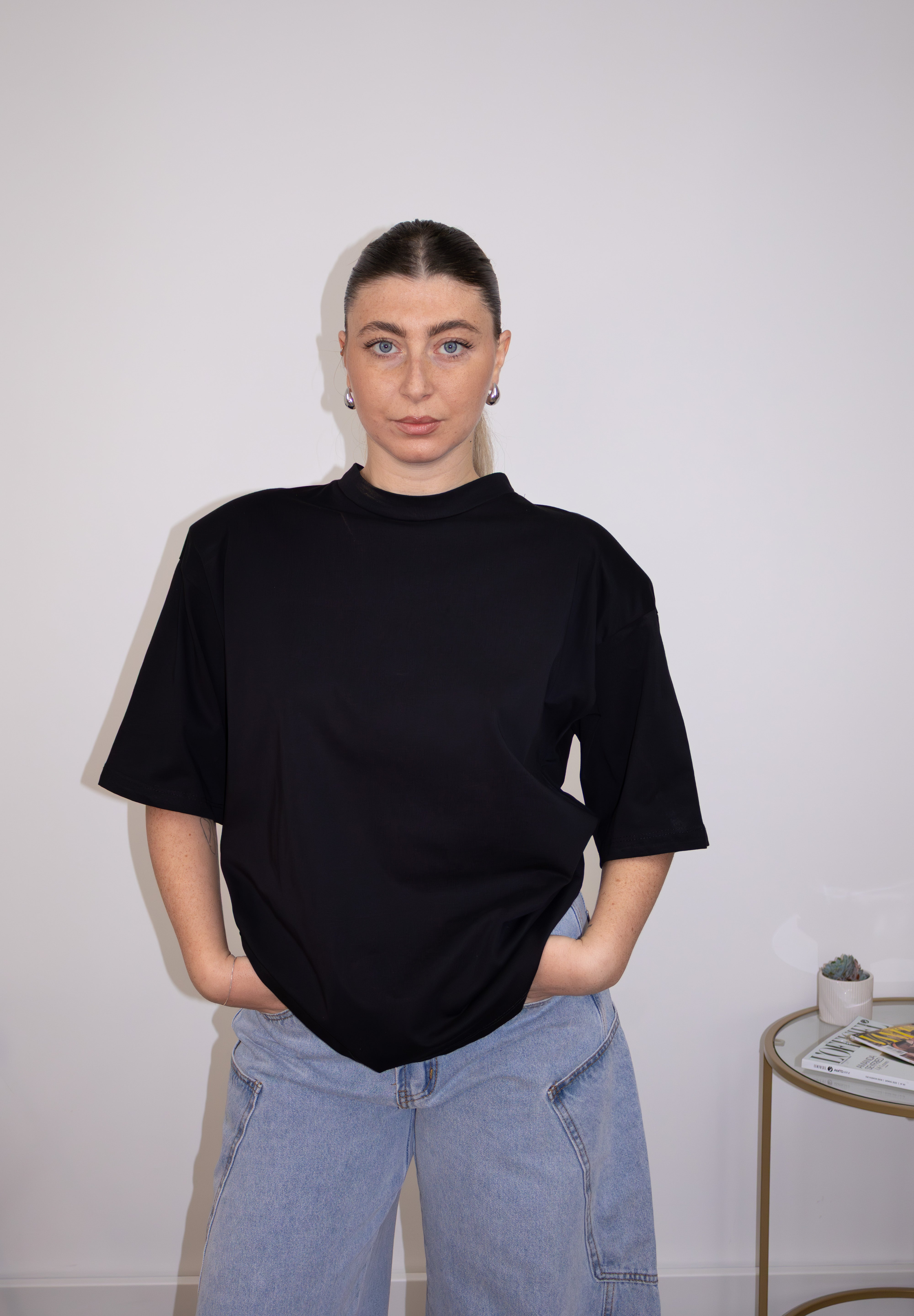 T-shirt oversize à épaulettes